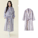 Elegant Bridal Premium Embroidered Coral Fleece Bathrobe for Ladies Thick Extra Long Warm Winter Home Dressing Gown Sleepwear