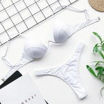 New Sexy V-bar Underwired Bra Push Up Bikini Women Swimwear Female Swimsuit Two-pieces Set V Wire Bather Bathing Suit Swim V1732