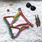 Bikini Crochet 2026 Handmade Knit Patchwork Reversible 2 Piece Swimsuit Women Halter Top Brazilian Bathing Suit Thong Swimwear