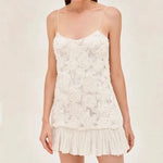 2025 Summer Lady New 3D Flower White Mini Chiffon Dresses Sexy Backless Simple Elegant Fashion Ladies Slim Holiday Party Outfits