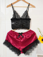 4Pcs Women Satin Pajama Set Robe Lace Lingerie Sexy Silk Nightwear Sleepwear Soft Satin Nightgown Pyjamas Nightdress Nighty Robe