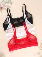 See Tbrough Lace Embroidery Women Lingerie Adjustable Strap Unlined Brassiere Women's Bras Floral Wire-Free No Pad Bra Underwear