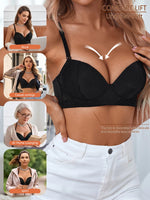 Women Push‑Up Lace Bra Full Side Support Smooth Back Fat Adjustable Strap Gathering Ladies Underwear Bra B6084