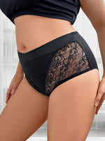1pcs Sexy Hollow Out Plus Size Women's Panties Solid Color Lace Floral Cotton Splicing Briefs Breathable Skin-Friendly Lingerie
