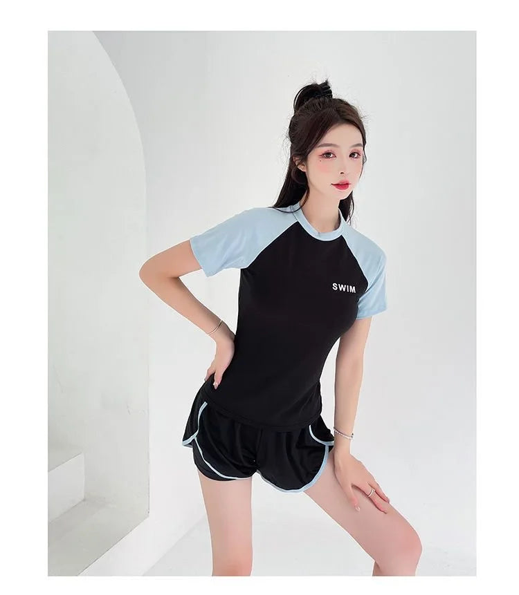 Swimsuit Women's Two-piece Split Sports Style Student Conservative Cover Belly Slimming Hot Spring Ins Style Plus SizeSwimsuit