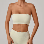Padded Backless Bandeau Sports Bra Gym Women Crop Tube Top Seamless Yoga Top Sexy Workout Sportswear Push-up Fitness Underwear