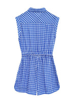 Gingham Printed Jumpsuit Women 2025 Summer Spring Wide Leg Casual Overalls for Women Cotton Linen Romper Pockets Playsuit