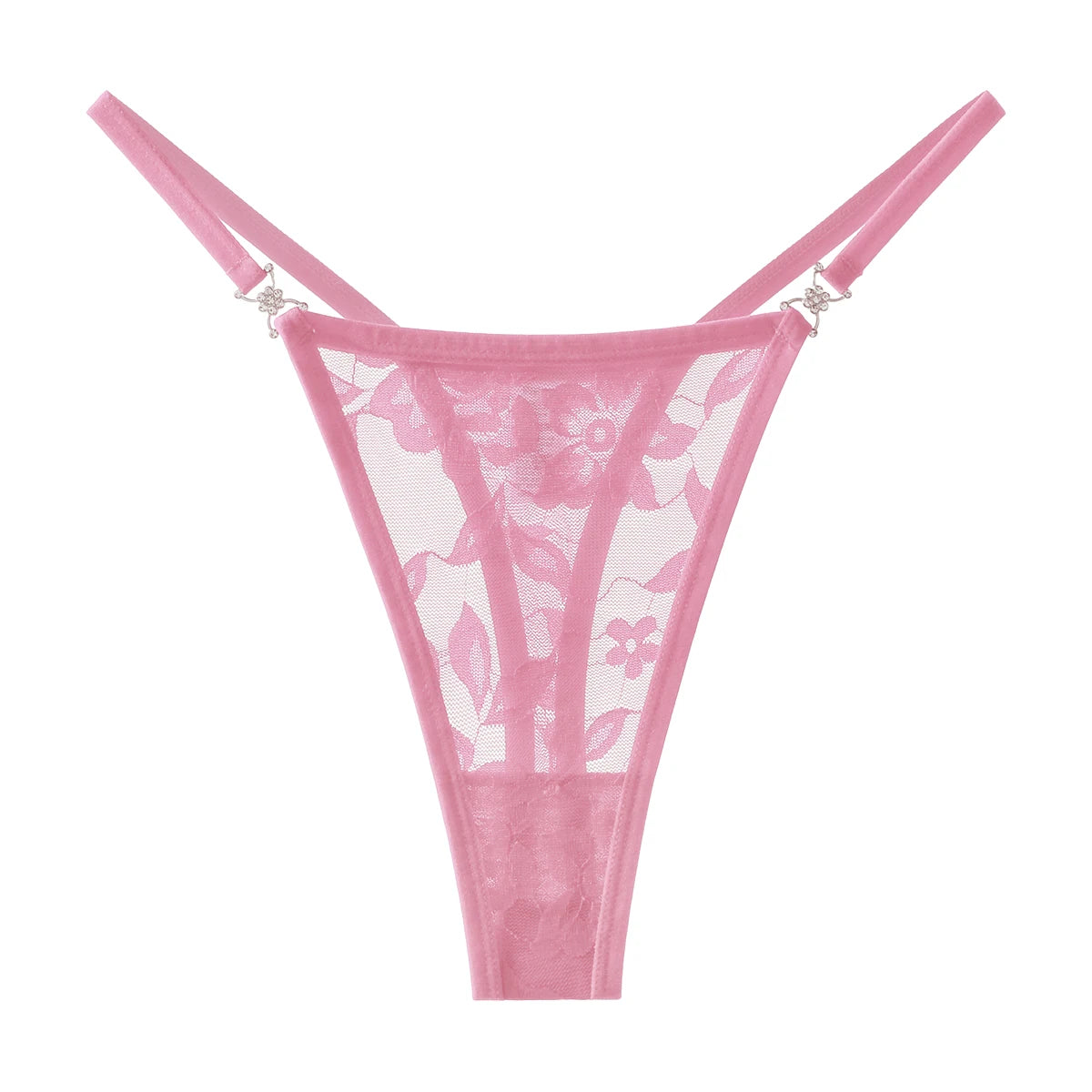 5pcs/pack Low Waist Sexy Women's G-String Underwear Floral Elegant Thongs Breathable Lingerie with Rhinestones Female Panties