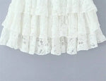 French-style Elegant Stand-up Collar Tie-waist Slim-fit Pleated Long-sleeve Shirt For Women With Waist Lace Cake Skirt QXS5