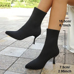 Women Socks Boots Stretch Fabric Women Ankle Boots Pointed Toe High Heels Slip-On Sexy Sock Heeled Chelsea Boots 2026
