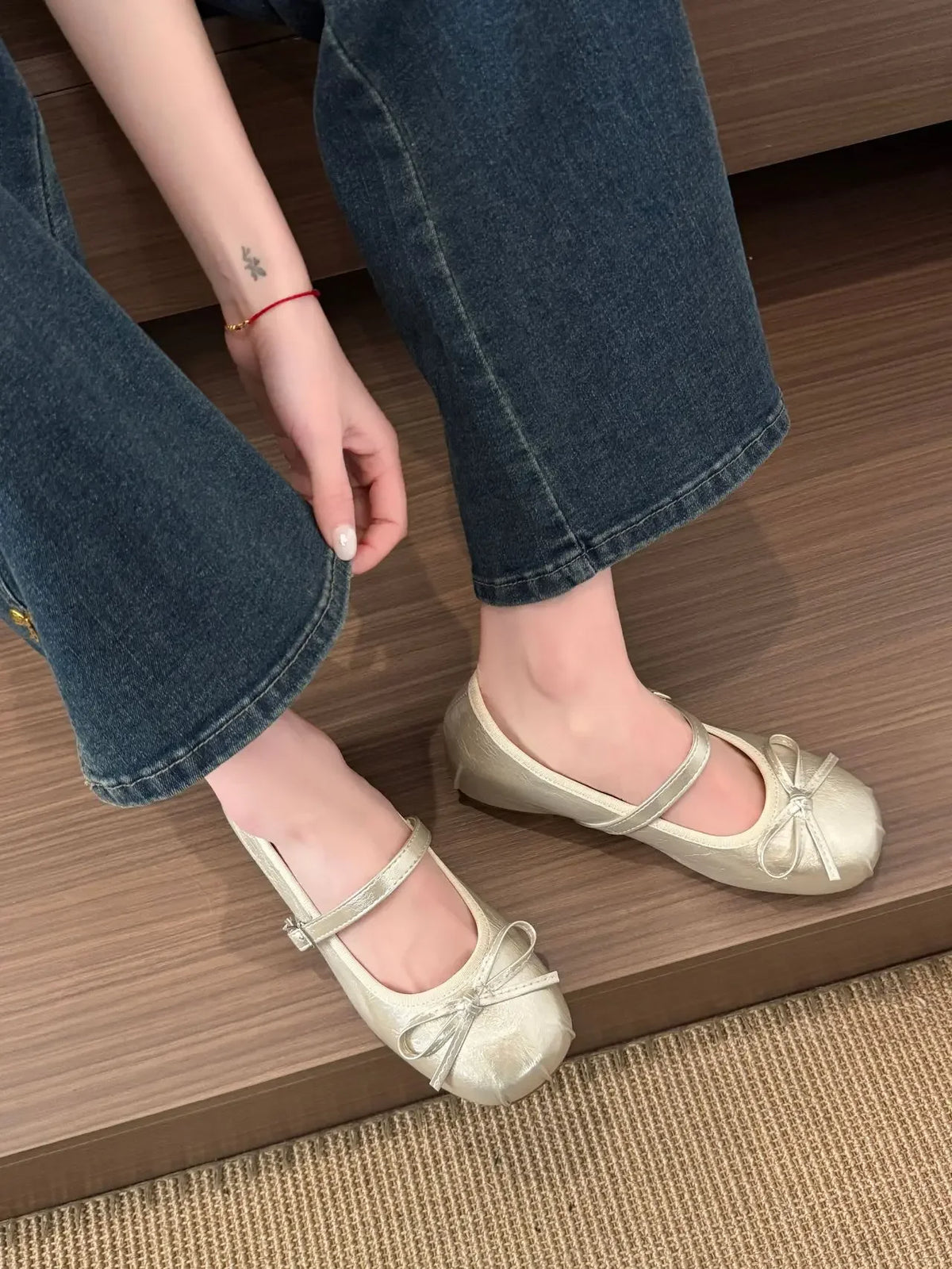 Butterfly-knot Women Ballet Mary Jane Shoes Fashion Mix Colors Internal Elevation Shoes Ladies Spring Autumn Concise Footwear