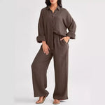 2026 Spring and Summer Casual Suit New Fashion Suit Loose Casual Top Wide Leg Pants Two-piece Set for Women