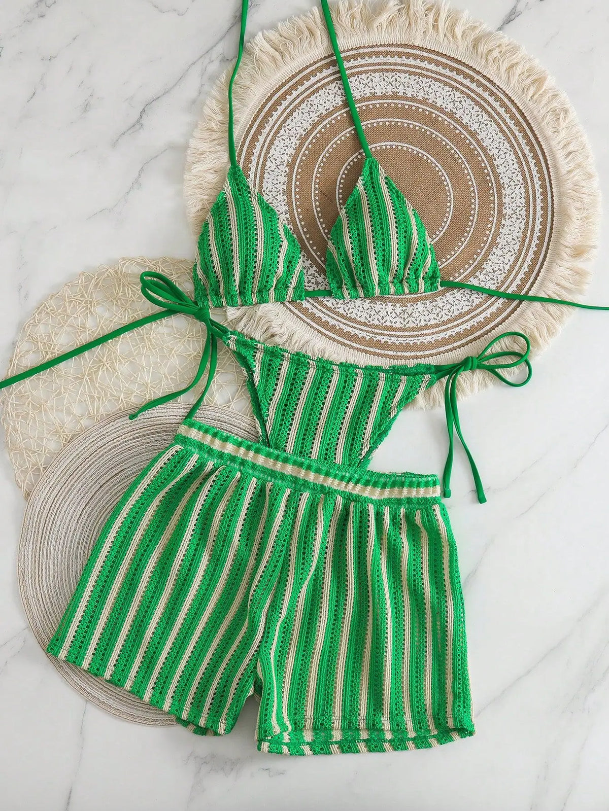 Sexy Black White Patchwork Bikini Set 2026 Women Striped High Waist Shorts 3 Piece Swimsuit Summer Push Up Bathing Suit Swimwear