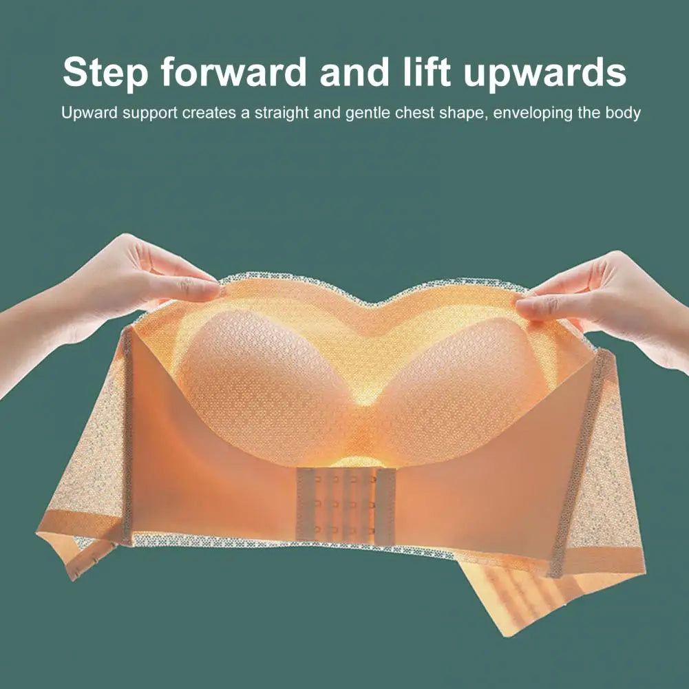 Women Bra Anti-slip Push Up Front Closure Invisible Tube Top Bra Solid Color Elastic Lady Bandeau Bra Women Underwear