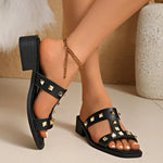 2026 New High-heeled Slippers with Large Rivets for Women's Fashion, Casual, Sexy, Open Toed Sandals