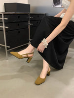Summer Closed Toe Sandals Buckle Strap Summer Heels Mary Jane Thick Heels French Shallow Lolita Sandals OL Dress Shoes New 2026