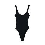 Women's Skinny Ribbed O-Neck Bodysuits with Straps Snap-Button Sexy Fashion Playsuits Comfortable Stretchy Female Clothing