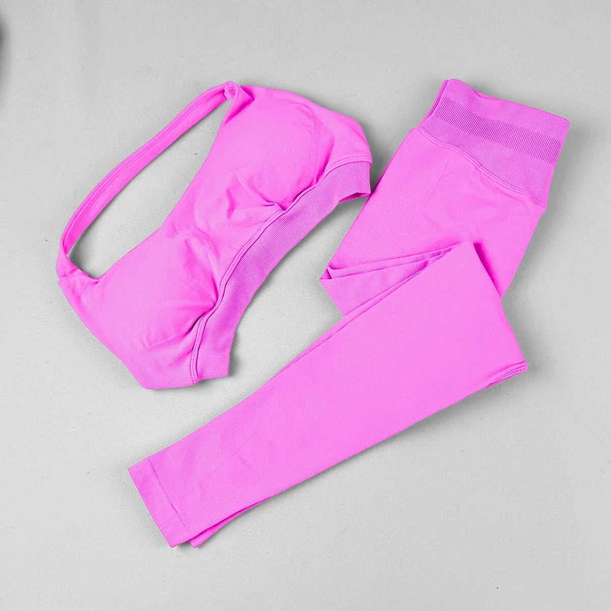 STOUREG Open Back Yoga Bras Pants Sets Seamless 2pcs Sculpt Sports Leggings Gym Halter Crop Tops Hip Lift Push Up Workout Tights