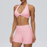 STOUREG Women's Yoga Shorts Set Sports Bra High Waist Tight Gym Running Workout 2 Piece Quick Dry Fitness Activewear