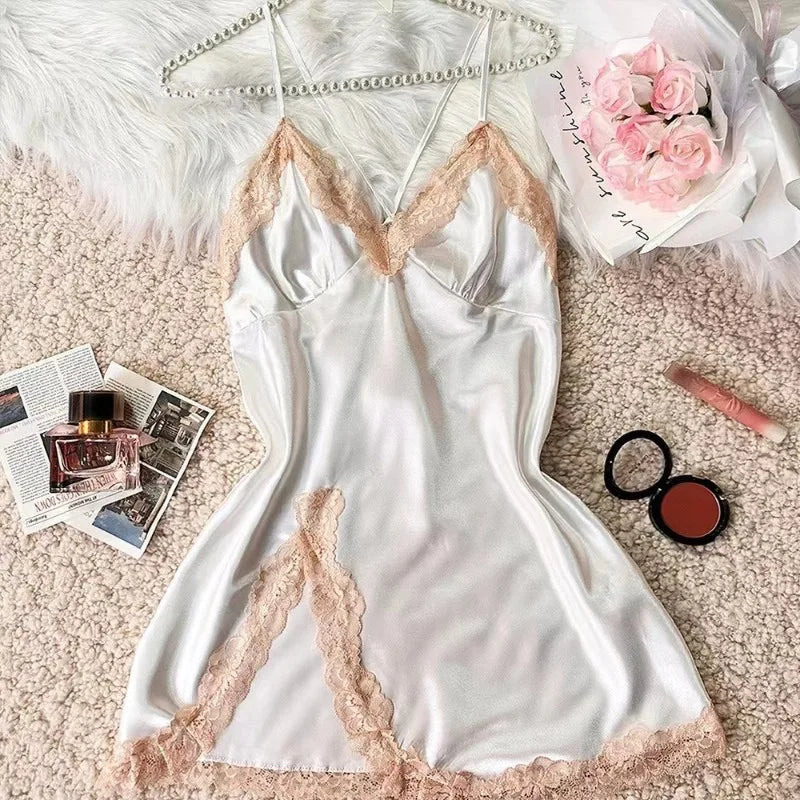 Two-piece lace patchwork women's Nightdress sexy and comfortable pajama set for women