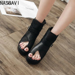 2026 Sexy Black Women Wedge Platform Sandals Summer Ladies Cool Boots Zipper Open Toe Sandalias Breathable Female Roman Shoes
