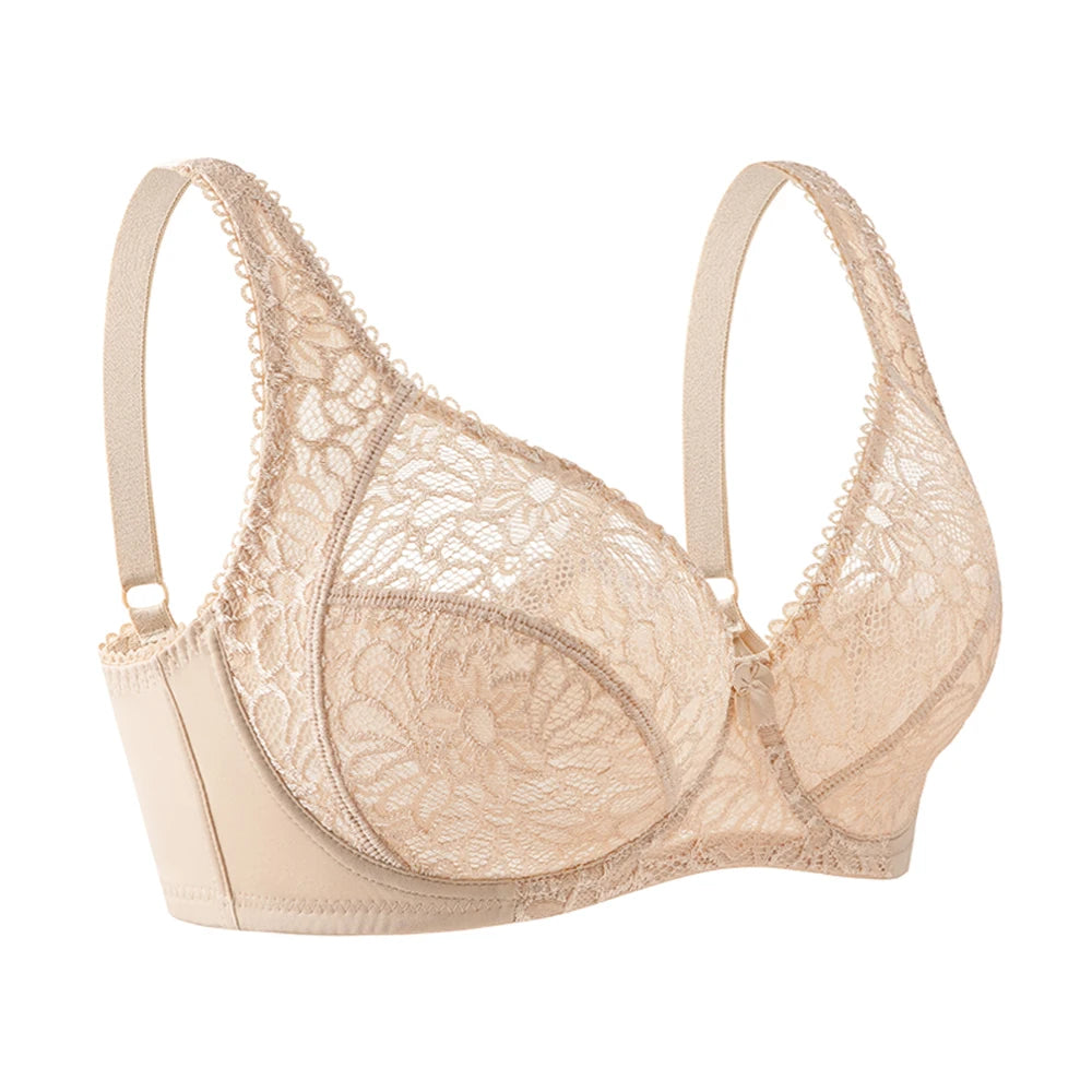 Plus Size Womens Lace Bra Lager Bosom See through Bralette Underwired Sexy Lingerie 34 36 38 40 42 44 B C D DD E F Cup