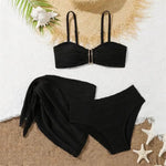 Beige Texture Solid Swimwears 3 Piece Bikini Set Cover Ups U Shapped Sexy Swimsuit Women 2026 Bathing Suit High Waist Bikinis