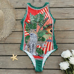 Striped Women One Piece Swimsuit High Quality Swimwear Printed Push Up Monokini Summer Bathing Suit Tropical Bodysuit Female