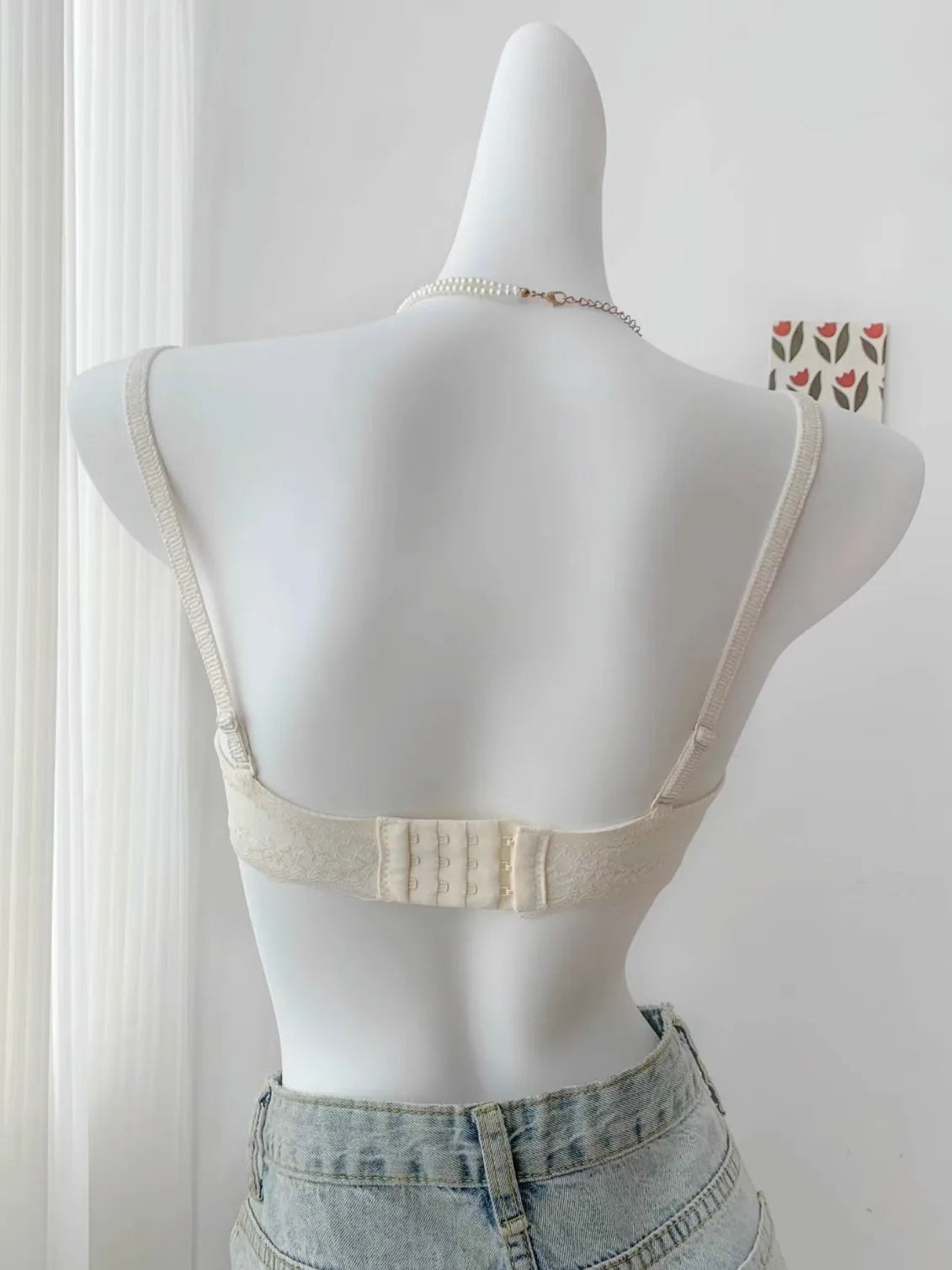 Summer Rabbit Cup Bralette Large Bust Light Support Thin Lace Beachwear Pure Comfort Wirefree Anti-Sagging Bra AU S-XL MOYISU