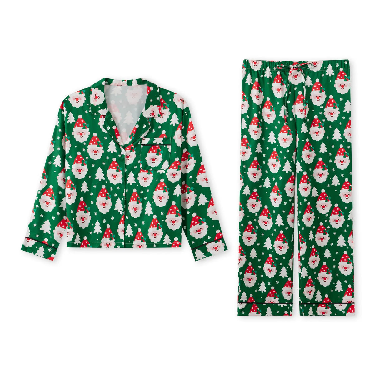 Women’s 2025 Christmas Pajamas Set Long Sleeve Oversized Button Down Shirt and Long Pants Two Pieces Loungewear