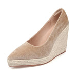 Spring Summer Shoes Women High Heels Fashion Ladies Wedges Party Shoes Retro Straw Shoes Women Pumps Wedge Heel 8.5cm