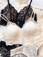 French Lace Triangular Cup Push Up Bra Set Women Sexy Lingerie Summer Comfort Fine Shoulder Strap Bras Backless Underwear Sets