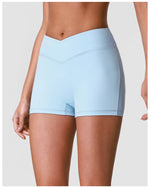 Outdoor Running Yoga Shorts Women Summer Crossed V Waist Hip Lifting Fitness Tight Sports Pants Quick Drying Gym Fitness Shorts