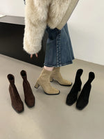Vintage Thick Heel Square Toe Women Ankle Boots Ladies Elegant Mordern Short Botas Autumn Winter Zapatos De Mujer 2026