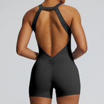 Short Sports Jumpsuit Women Hollow Out Backless Sleeveless High Elasticit Yoga One Piece Suit Tight Fitting Fitness Rompers