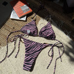 Zebra Print Micro Bikinis Sets Two Pieces Women Halter Metal Ring Swimsuit Brazilian Summer Bathing Suit Swimwear Swimming Suit