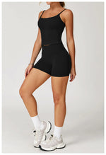 Yoga Shorts Set Women Sports Tank Top with Tight Fitting High Waist Pants Fitness Suit Summer Running Exercise Workout Clothes