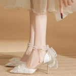 Pointed Toe BowWomen's Stiletto Hee Elegant Large Size Thin Heel Shoes for Women 2026 New