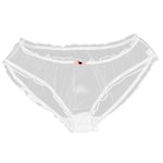 Lolita Mesh Panties Sexy Lace Briefs for Women Transparent Underwear Summer Bow Briefs Girl Low Waist Underpants Ruffle Lingerie