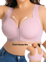 Women's Bra Plus Size Wireless Front Closure Seamless U-Back Fixed Cup Breathable Lingerie