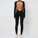 Women's Seamless Yoga Jumpsuits Backless Sexy Long-Sleeved One-Piece Butt-Lifting Gym Nude Feel Workout Gym Training Bodysuits