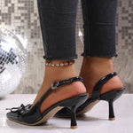 Bow Strap Fashion Pointed Toe Shallow Mouth Stiletto 2026 Plus Size Bag Toe Sandals