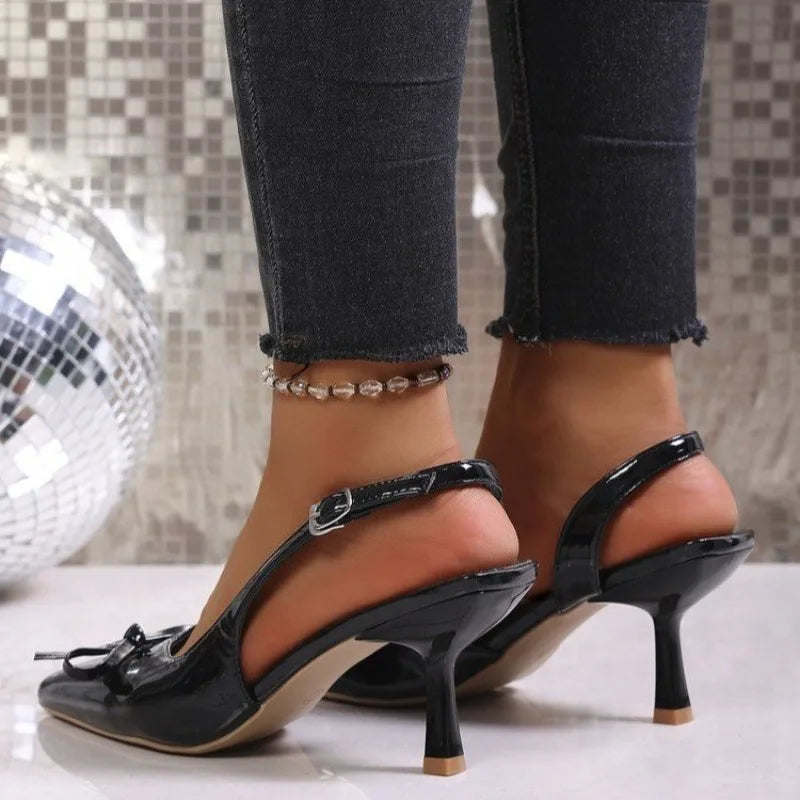 Bow Strap Fashion Pointed Toe Shallow Mouth Stiletto 2026 Plus Size Bag Toe Sandals