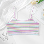 Women Non-wire Bras Female Cotton Bra Tops Striped Crop Top Small Breast Breathable Push Up Bra Comfort Girl Underwear