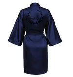 Wedding Party Team Bride Robe With Black Letters Kimono Satin Pajamas Bridesmaid Bathrobe SP021