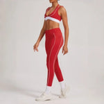 Women's Yoga Sets Sports Fitness V-Neck Halter Sports Bra Color-Block Hip-lifting Pants Suits Running Training Workout Gym Sets