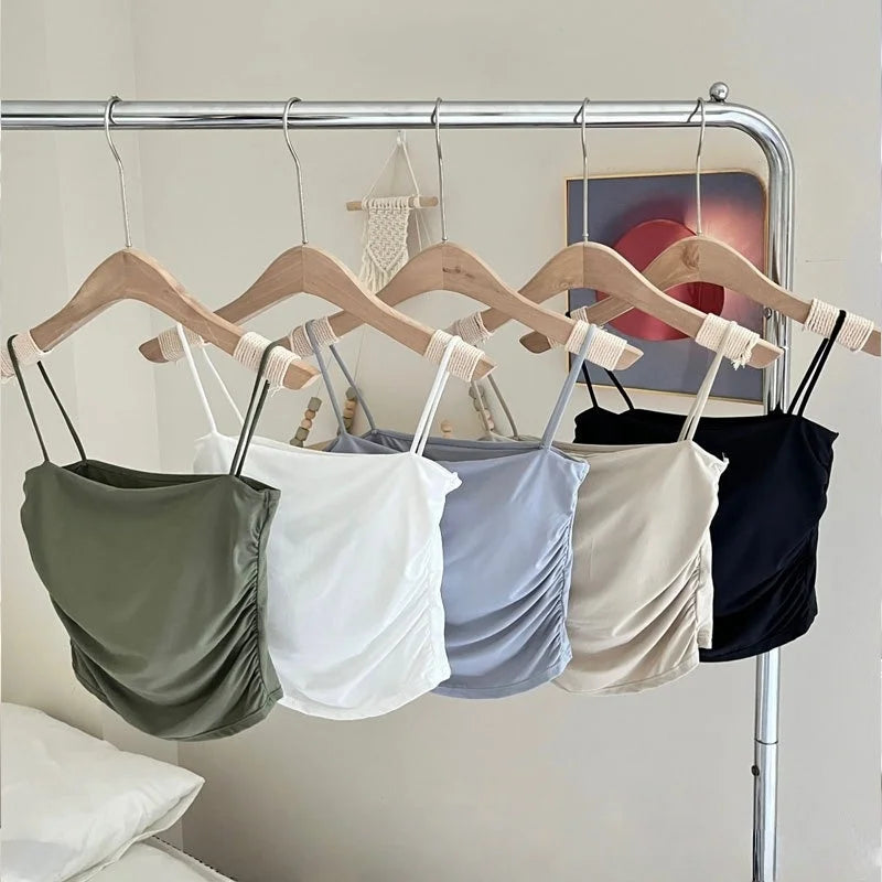 Ice Silk Tops Women Tank Tops Seamless Underwear Non-wire Bra With Pads Sexy Lingerie Female Summer Camisole