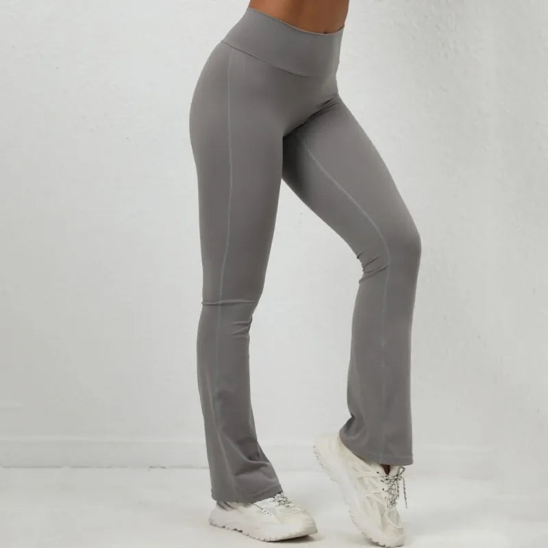 Women's Seamless Yoga Leggings Pants Sports Fitness Peach Hip-lifting High Waist Slimming Dance Training Workout Flared Pants