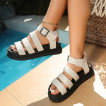 New Solid-color Thick-soled Madam Belt Buckle Round-toed Beach Sandals for