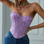 Hot girl's low-cut butterfly tube top rhombus underwired fishbone top